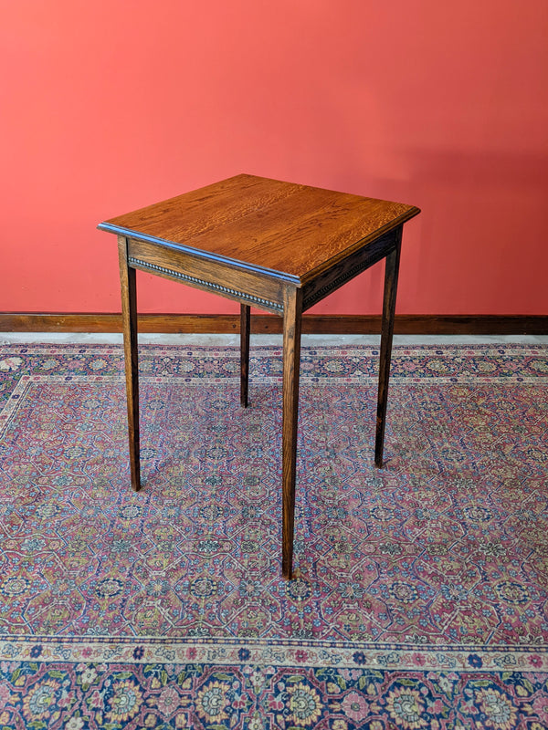 Antique Square Oak Side Table / Occasional Table