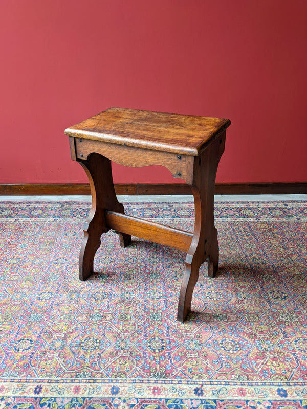 Rustic Antique Oak Hall Seat / Organ Stool / Hall Bench