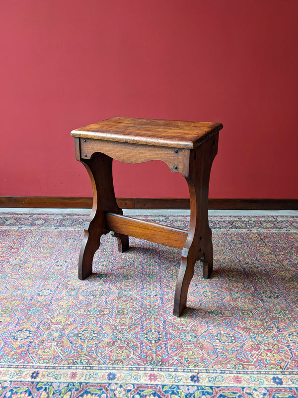 Rustic Antique Oak Hall Seat / Organ Stool / Hall Bench