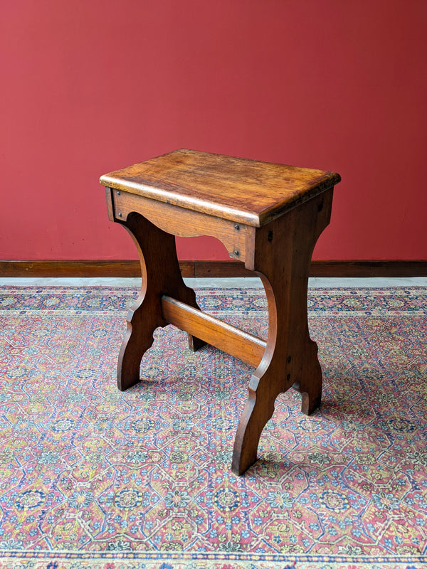 Rustic Antique Oak Hall Seat / Organ Stool / Hall Bench