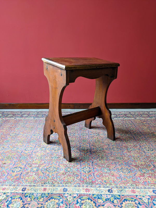 Rustic Antique Oak Hall Seat / Organ Stool / Hall Bench