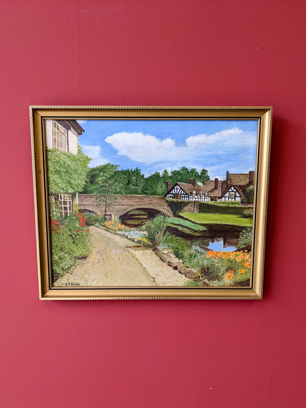 Small Oil on Canvas Village Scene