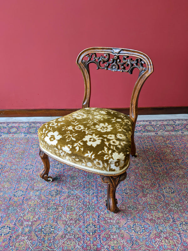 Antique Mid Victorian Walnut Nursing Chair