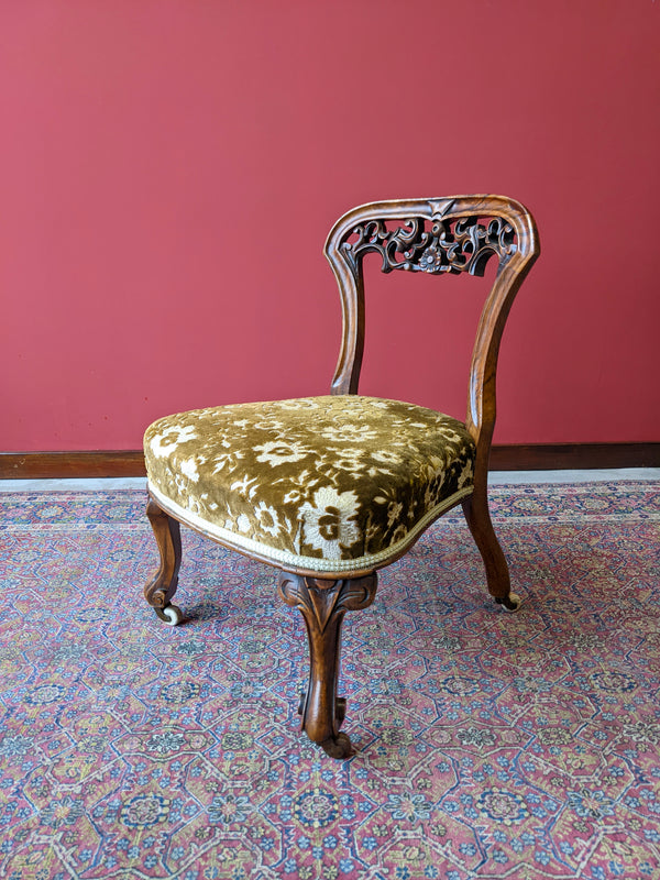 Antique Mid Victorian Walnut Nursing Chair