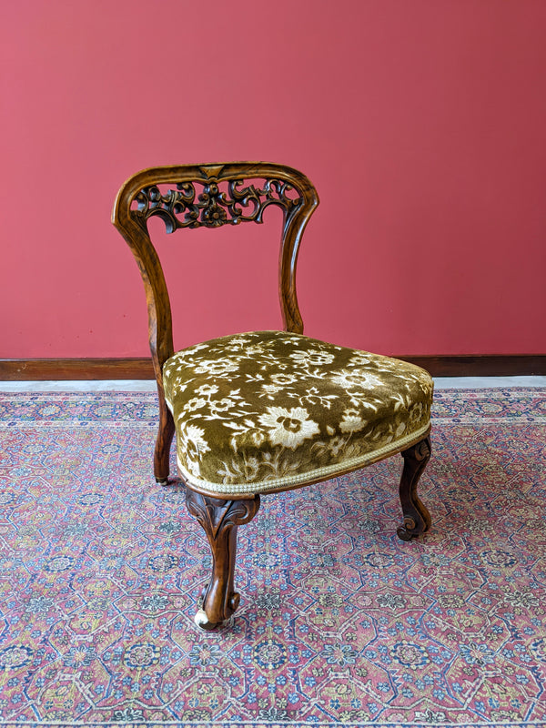 Antique Mid Victorian Walnut Nursing Chair