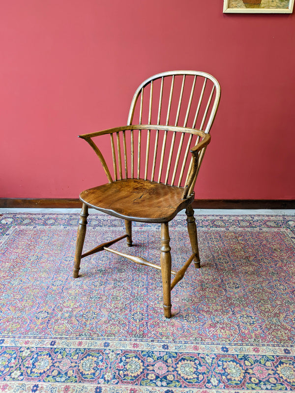 Antique Elm Hoop Back Windsor Chair