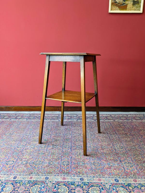 Antique Oak Square Two Tier Side Table