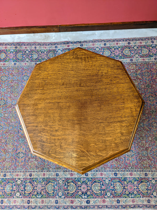 Antique Two Tier Oak Octagonal Side Table