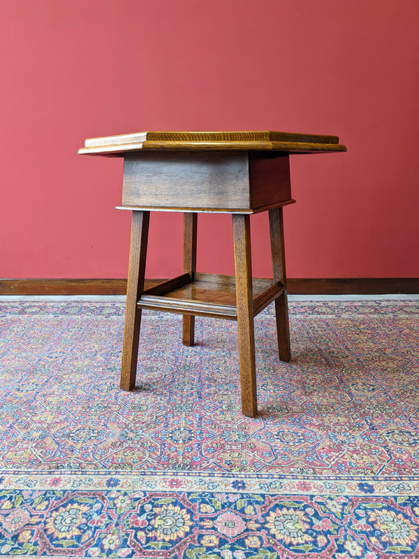 Antique Two Tier Oak Octagonal Side Table