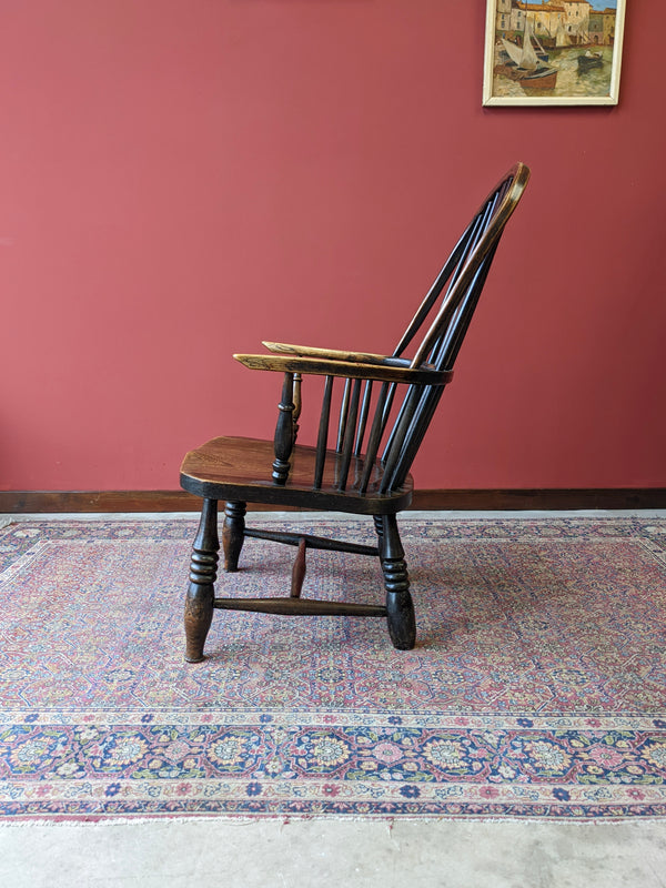 Antique Victorian Ash & Elm Fireside Windsor Chair