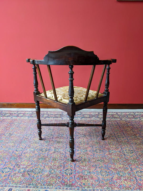 Antique Victorian Inlaid Mahogany Corner Chair