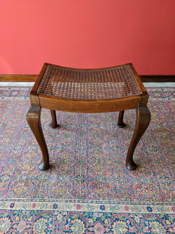 Antique Mahogany Cane Seat Stool