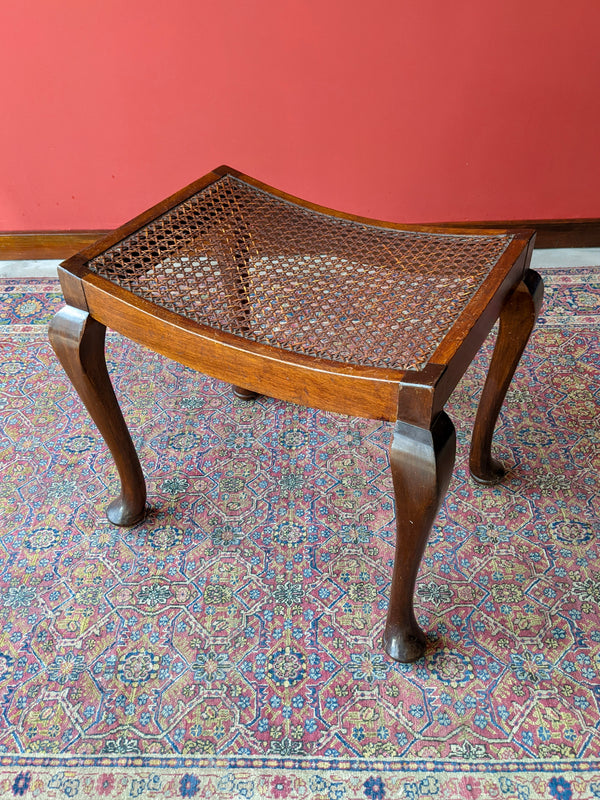 Antique Mahogany Cane Seat Stool