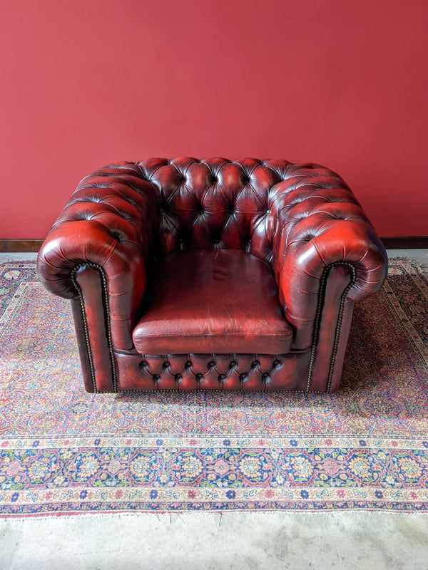 Vintage Oxblood Red Leather Chesterfield Club Chair