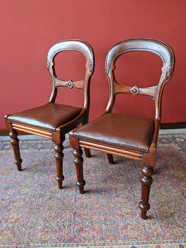 Pair of Victorian Mahogany Hall Chairs / Side Chairs