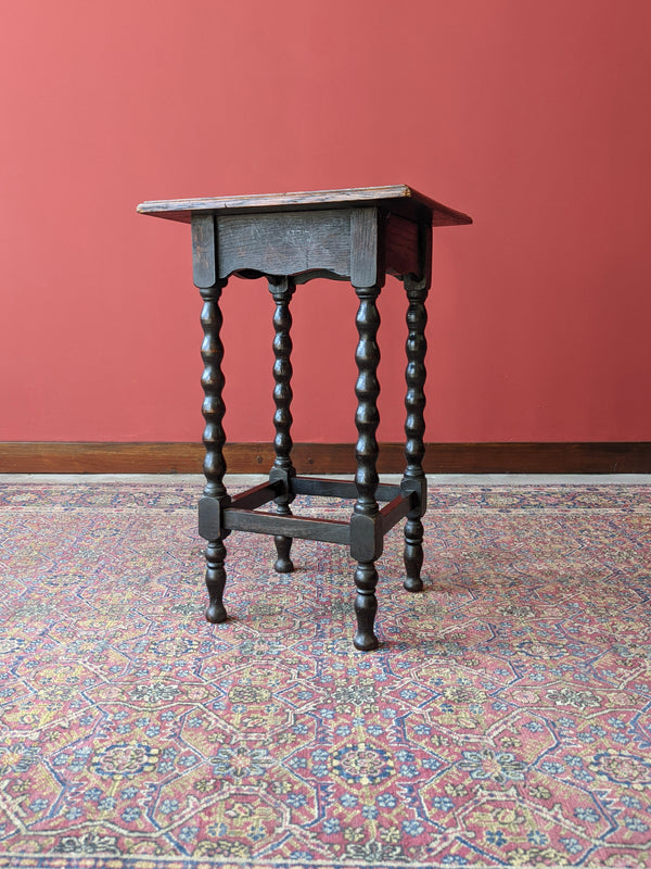 Square Antique Victorian Bobbin Leg Side Table