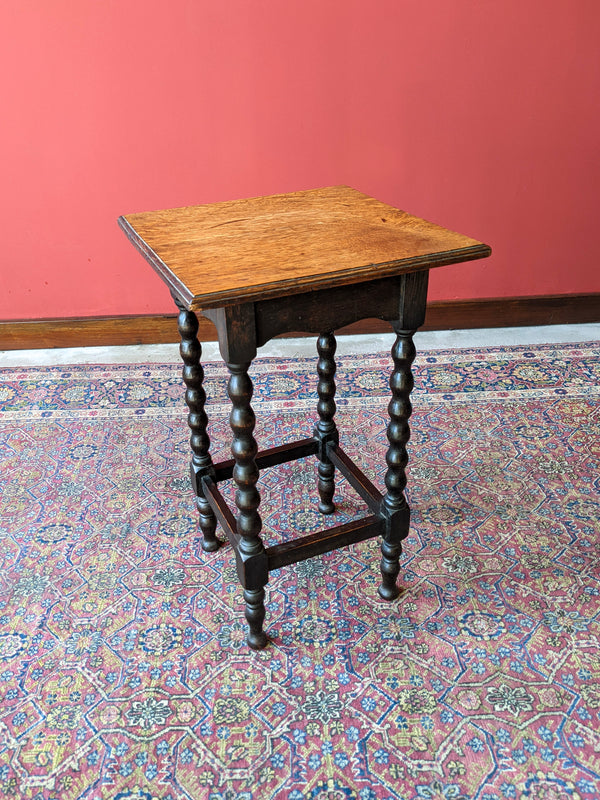 Square Antique Victorian Bobbin Leg Side Table