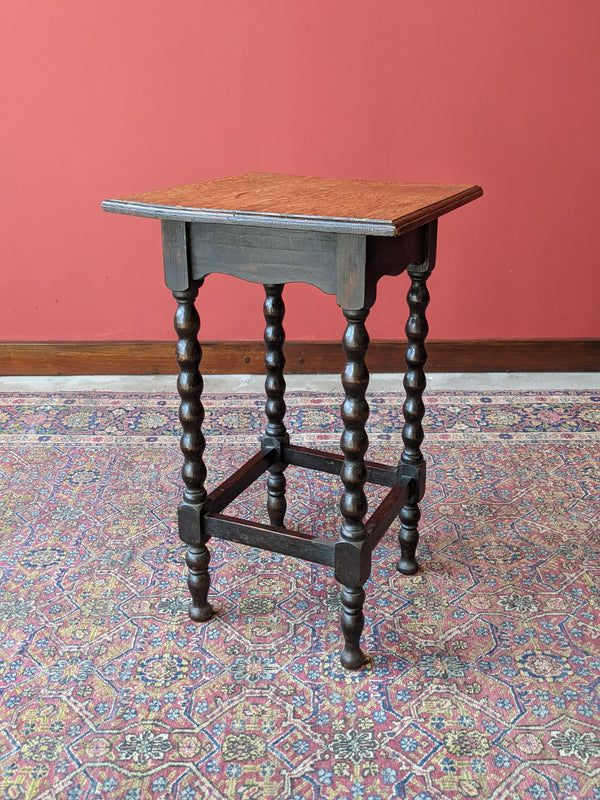 Square Antique Victorian Bobbin Leg Side Table