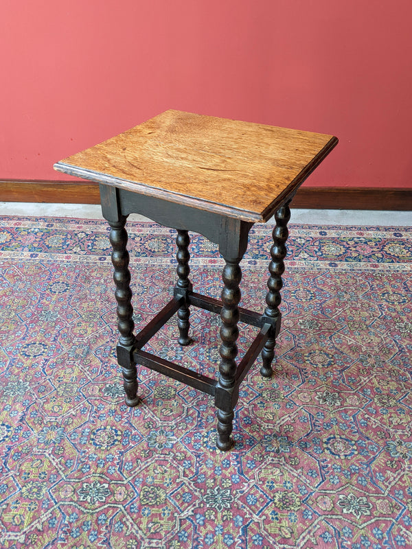 Square Antique Victorian Bobbin Leg Side Table