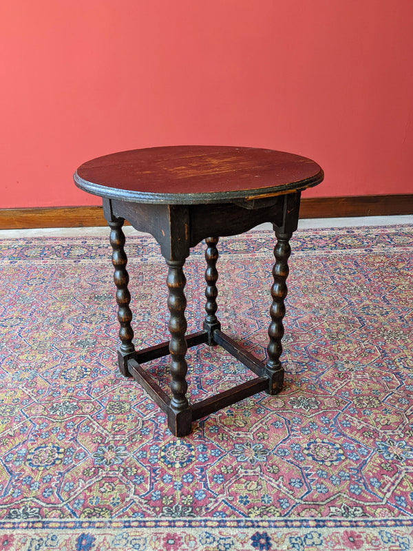 Small Antique Circular Top Bobbin Leg Table