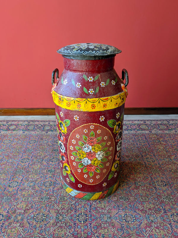Antique Decorative Traditionally Hand Painted Milk Churn