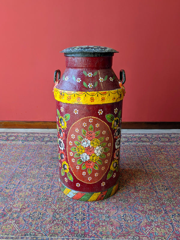 Antique Decorative Traditionally Hand Painted Milk Churn