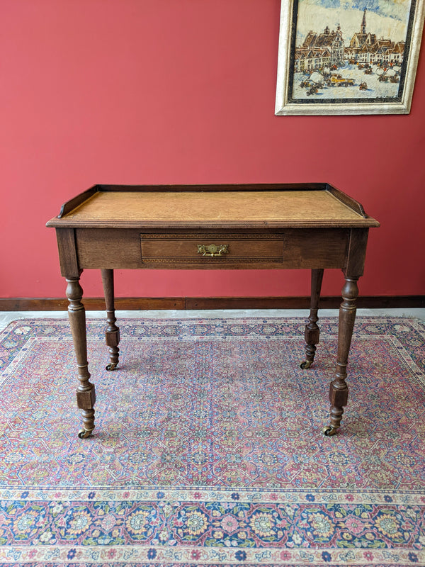 Small Antique Oak Writing Desk / Ladies Desk