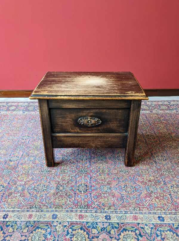 Antique Edwardian Oak Lidded Storage Box / Seat