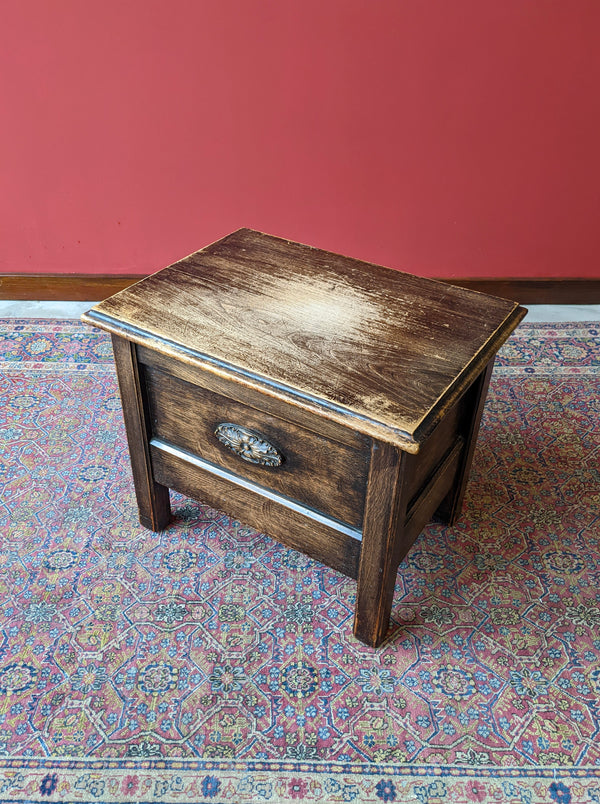 Antique Edwardian Oak Lidded Storage Box / Seat