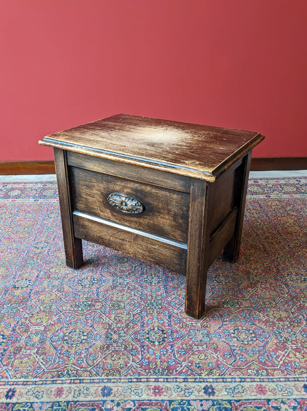 Antique Edwardian Oak Lidded Storage Box / Seat