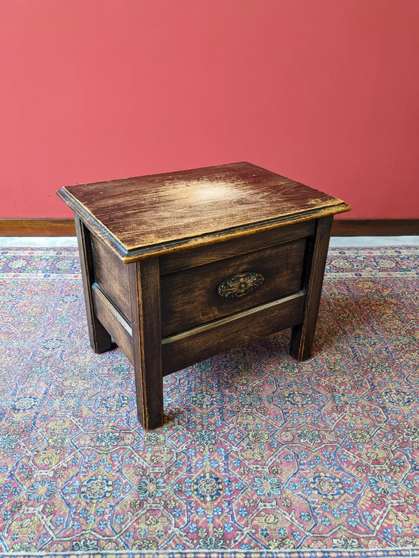 Antique Edwardian Oak Lidded Storage Box / Seat