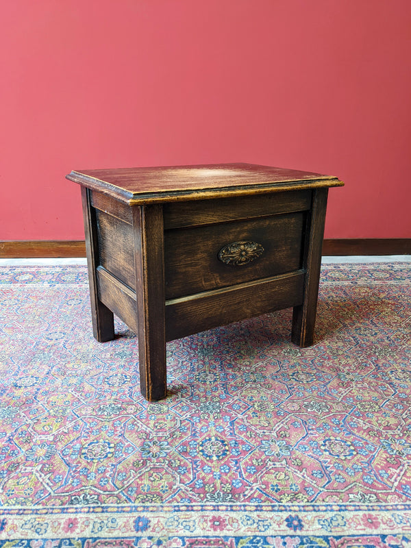 Antique Edwardian Oak Lidded Storage Box / Seat