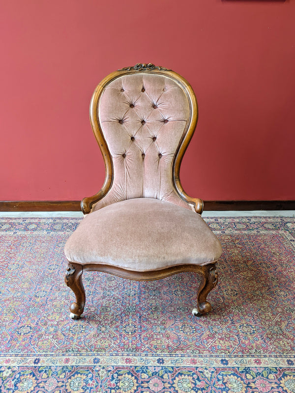 Antique Victorian Walnut Spoon Back Bedroom Chair