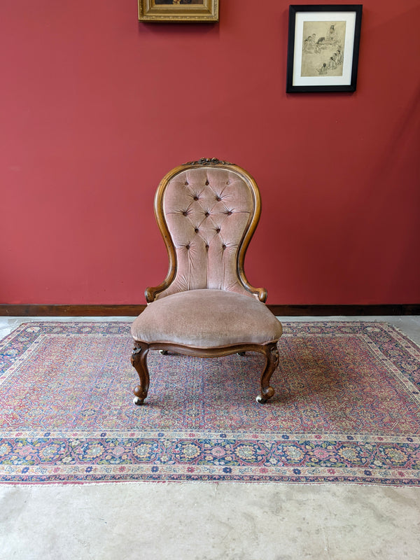 Antique Victorian Walnut Spoon Back Bedroom Chair