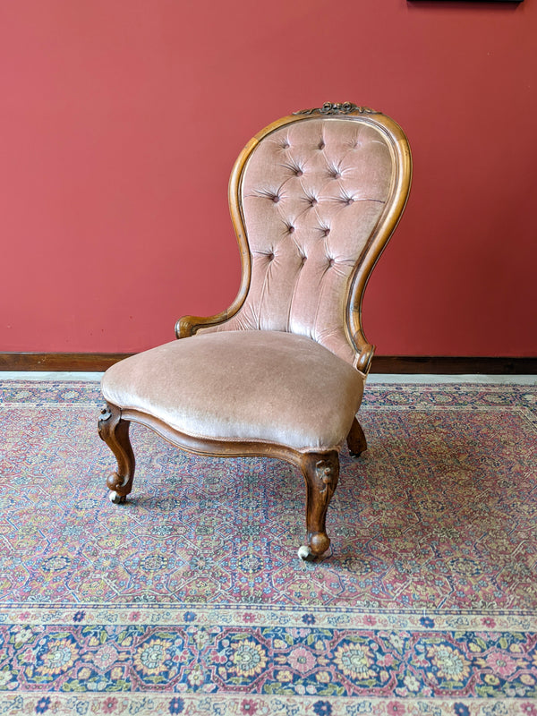 Antique Victorian Walnut Spoon Back Bedroom Chair