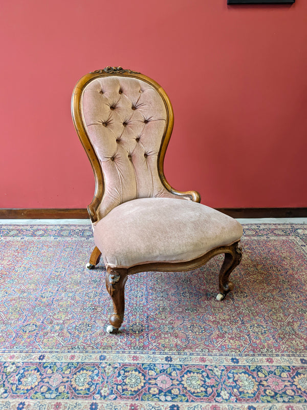 Antique Victorian Walnut Spoon Back Bedroom Chair