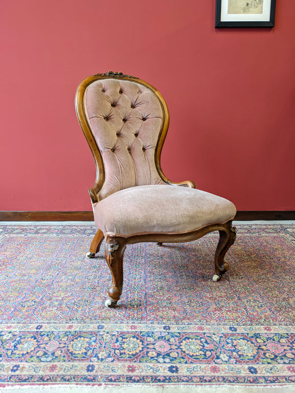 Antique Victorian Walnut Spoon Back Bedroom Chair