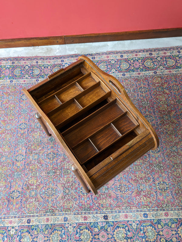 Vintage Wooden Sewing Box with Tambour Door