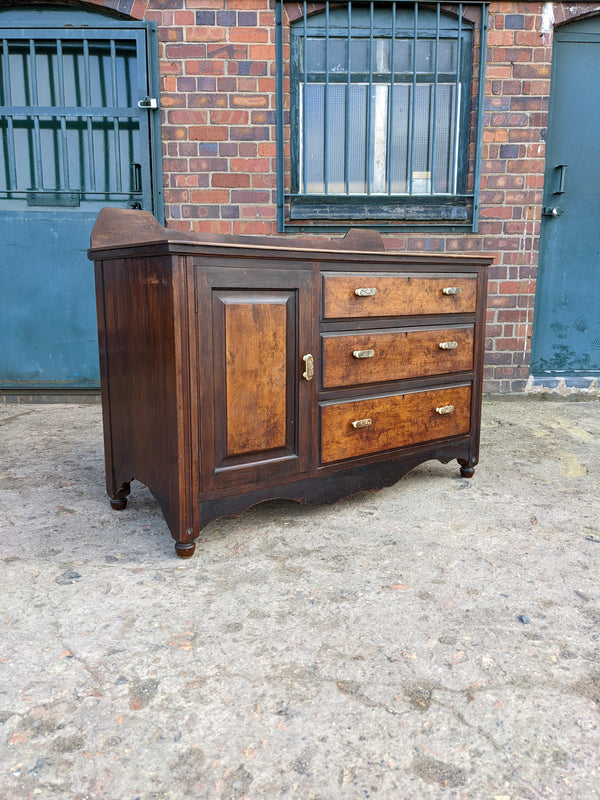 Antique Small Mahogany & Walnut Sideboard Chest of Drawers