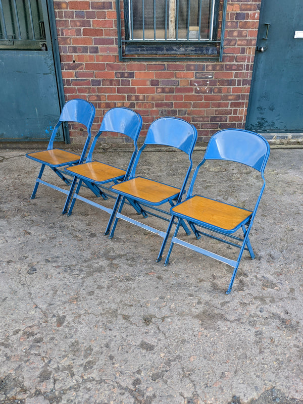 Set of Four Mid Century Folding Metal Chairs / Dining Chairs