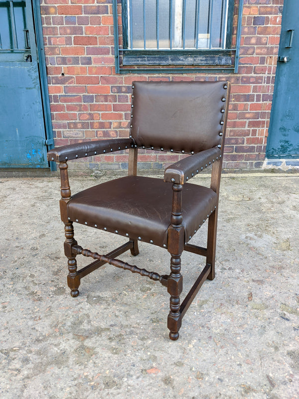 Vintage Oak Leather Desk Chair