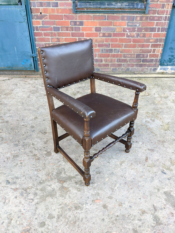 Vintage Oak Leather Desk Chair