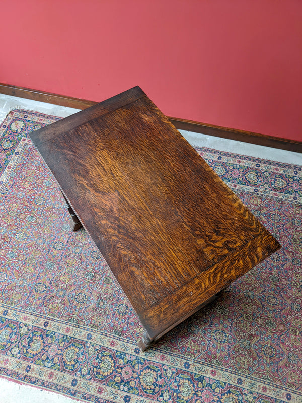 Antique Small Oak Draw Leaf Occasional Table