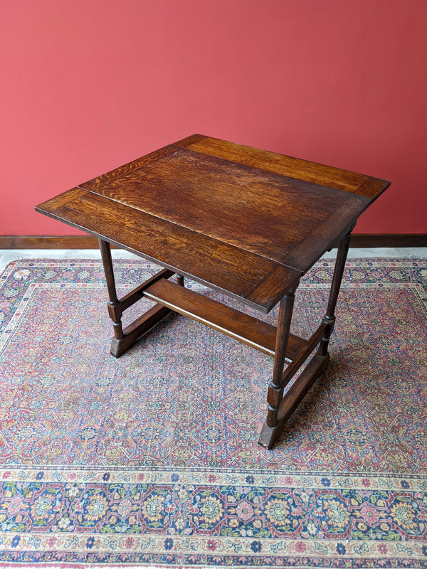 Antique Small Oak Draw Leaf Occasional Table