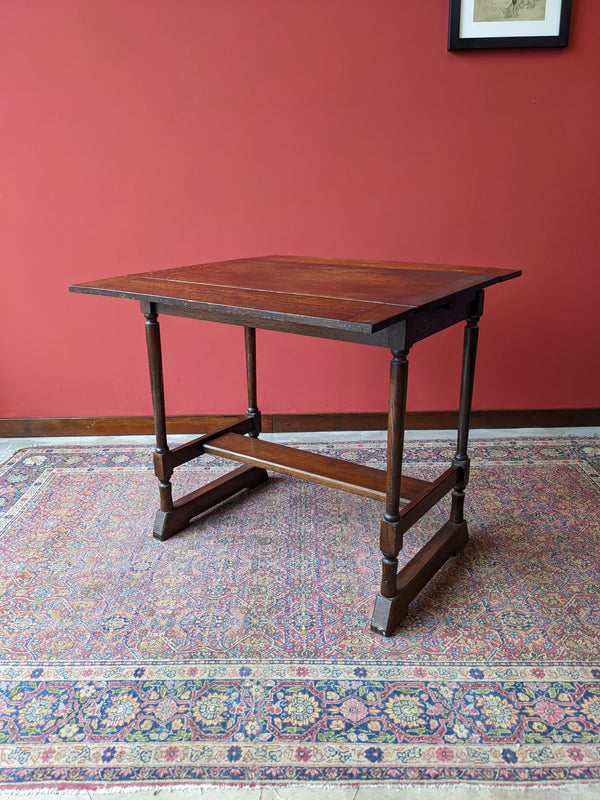 Antique Small Oak Draw Leaf Occasional Table