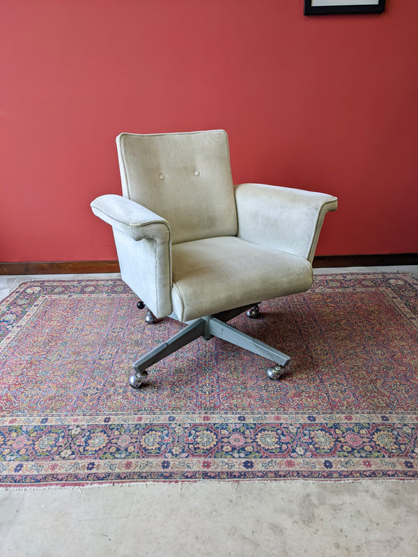 Mid Century Upholstered Swivel Office Desk Chair by Sankey Sheldon