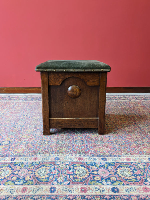 Antique Arts & Crafts Oak Coal Box Seat