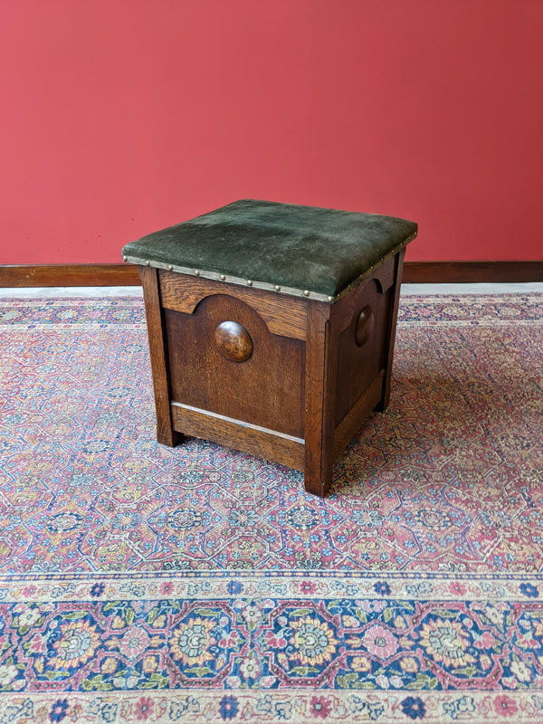 Antique Arts & Crafts Oak Coal Box Seat