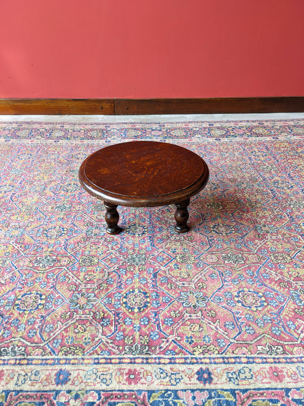 Small Antique Oak Circular Stool / Stand