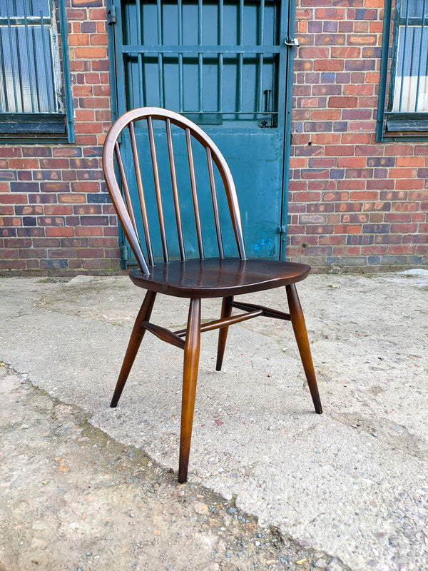 Set of Four Vintage Ercol Elm Windsor Dining Chairs